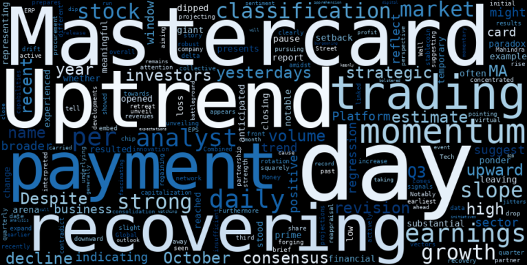 LOESS trend regression chart or WordCloud graph for Mastercard (MA) Takes a Notable Drop: Is This a Blip in the Uptrend Recovery or a Pre-Earnings Opportunity? (MA)
