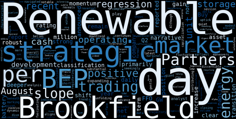 LOESS trend regression chart or WordCloud graph for Brookfield Renewable (BEP): What's Fueling the Quiet Climb Beneath the Surface of Q2's Mixed Signals? (BEP)