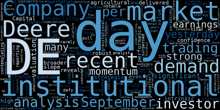 LOESS trend regression chart or WordCloud graph for Deere & Company (DE) Posts Subtle Uptick Amidst Earnings Beat and Institutional Influx: Is the Recovery Sustainable, or is Valuation a Silent Predator? (DE)