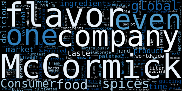 WordCloud Graph for McCormick & Company (MKC)